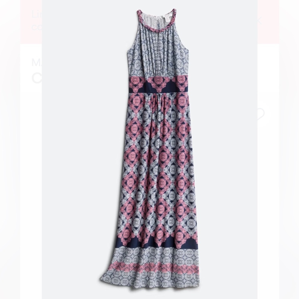 Maggy London Comet Knit Maxi Dress Maxi Pink Blue Patterned Skirt
